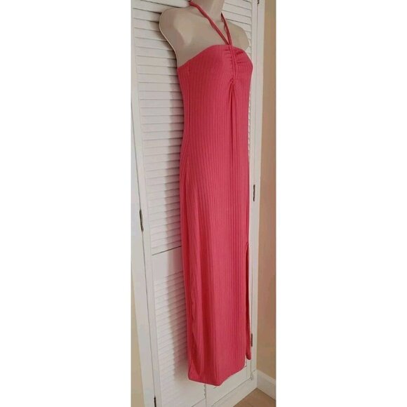 NWT $ 99  1.STATE CENTER RUCHED HALTER KNIT JUNEBERRY MIDI DRESS SZ MEDIUM - Picture 6 of 10